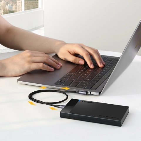 Kabel Ugreen US255 50125 USB-C (prosty) / USB-C (kątowy) PD QC 60W 3A 2m - szary Kabel Ugreen US255 50125 USB-C (prosty) / USB-C (kątowy) PD QC 60W 3A 2m - szary