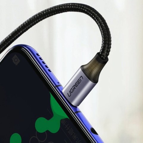 Kabel Ugreen US255 50125 USB-C (prosty) / USB-C (kątowy) PD QC 60W 3A 2m - szary Kabel Ugreen US255 50125 USB-C (prosty) / USB-C (kątowy) PD QC 60W 3A 2m - szary
