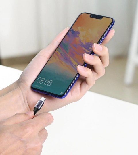 Kabel Ugreen US255 50125 USB-C (prosty) / USB-C (kątowy) PD QC 60W 3A 2m - szary Kabel Ugreen US255 50125 USB-C (prosty) / USB-C (kątowy) PD QC 60W 3A 2m - szary