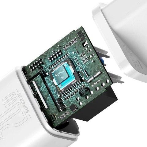 Baseus Super Si 1C szybka ładowarka USB Typ C 20W Power Delivery + kabel USB Typ C - Lightning 1m biały (TZCCSUP-B02) Baseus Super Si 1C szybka ładowarka USB Typ C 20W Power Delivery + kabel USB Typ C - Lightning 1m biały (TZCCSUP-B02)