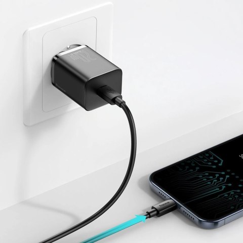 Baseus Super Si 1C szybka ładowarka USB Typ C 20W Power Delivery + kabel USB Typ C - Lightning 1m czarny (TZCCSUP-B01) Baseus Super Si 1C szybka ładowarka USB Typ C 20W Power Delivery + kabel USB Typ C - Lightning 1m czarny (TZCCSUP-B01)