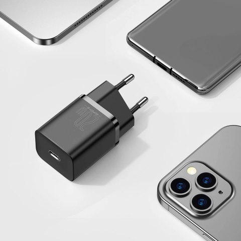 Baseus Super Si 1C szybka ładowarka USB Typ C 20W Power Delivery + kabel USB Typ C - Lightning 1m czarny (TZCCSUP-B01) Baseus Super Si 1C szybka ładowarka USB Typ C 20W Power Delivery + kabel USB Typ C - Lightning 1m czarny (TZCCSUP-B01)