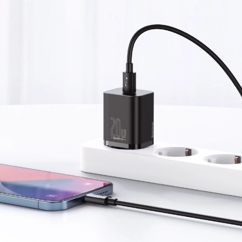 Baseus Super Si 1C szybka ładowarka USB Typ C 20W Power Delivery + kabel USB Typ C - Lightning 1m czarny (TZCCSUP-B01) Baseus Super Si 1C szybka ładowarka USB Typ C 20W Power Delivery + kabel USB Typ C - Lightning 1m czarny (TZCCSUP-B01)