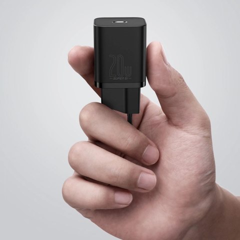 Baseus Super Si 1C szybka ładowarka USB Typ C 20W Power Delivery + kabel USB Typ C - Lightning 1m czarny (TZCCSUP-B01) Baseus Super Si 1C szybka ładowarka USB Typ C 20W Power Delivery + kabel USB Typ C - Lightning 1m czarny (TZCCSUP-B01)