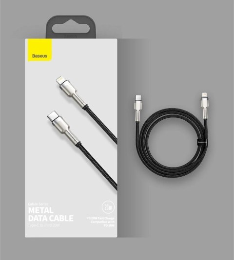 Kabel Baseus Cafule Series Metal Data USB-C / Lightning 20W PD 1 m - czarny Kabel Baseus Cafule Series Metal Data USB-C / Lightning 20W PD 1 m - czarny
