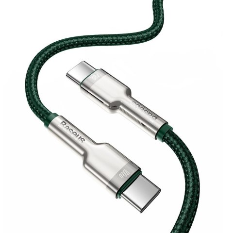 Kabel Baseus Cafule Series Metal Data USB-C / USB-C PD QC SCP 100W 5A 2 m - zielony Kabel Baseus Cafule Series Metal Data USB-C / USB-C PD QC SCP 100W 5A 2 m - zielony
