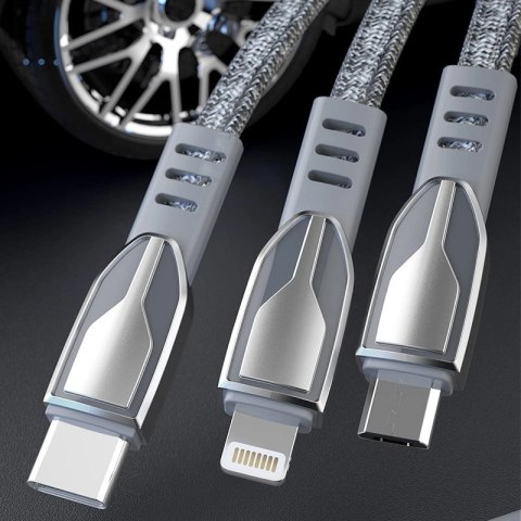 Dudao kabel pleciony USB - micro USB 5 A 1 m szary (L3PROM gray) Dudao kabel pleciony USB - micro USB 5 A 1 m szary (L3PROM gray)