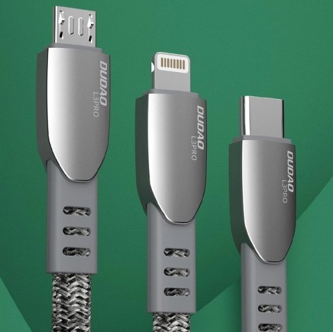 Dudao kabel pleciony USB - micro USB 5 A 1 m szary (L3PROM gray) Dudao kabel pleciony USB - micro USB 5 A 1 m szary (L3PROM gray)