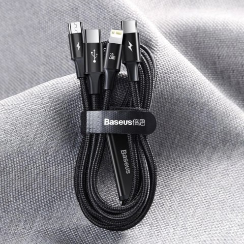Kabel Baseus Rapid Series 3w1 USB-C - USB-C / Lightning / micro USB 20W PD 1.5m - zielony Kabel Baseus Rapid Series 3w1 USB-C - USB-C / Lightning / micro USB 20W PD 1.5m - zielony