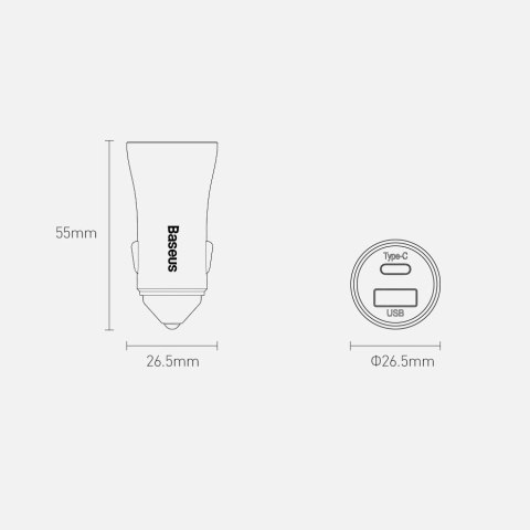 Ładowarka Baseus Golden Contactor Pro do samochodu USB-C / USB-A 40W PD QC 4+ SCP FCP AFC + kabel - szara Ładowarka Baseus Golden Contactor Pro do samochodu USB-C / USB-A 40W PD QC 4+ SCP FCP AFC + kabel - szara