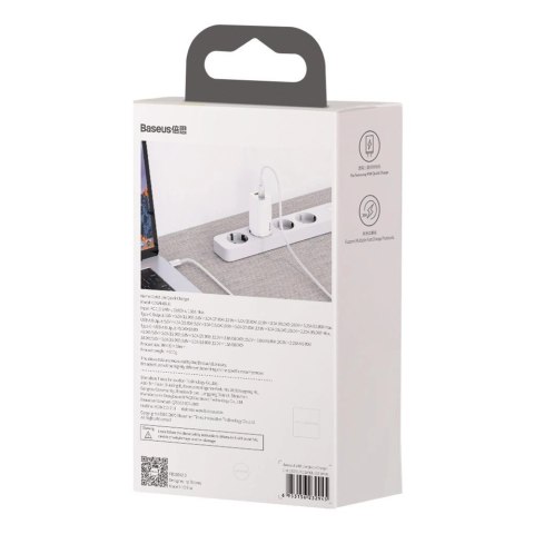 Baseus GaN2 Lite szybka ładowarka sieciowa 65W USB / USB Typ C Quick Charge 3.0 Power Delivery (azotek galu) biały (CCGAN2L-B02) Baseus GaN2 Lite szybka ładowarka sieciowa 65W USB / USB Typ C Quick Charge 3.0 Power Delivery (azotek galu) biały (CCGAN2L-B02)