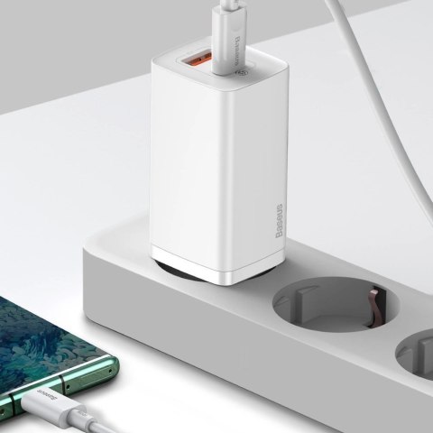 Baseus GaN2 Lite szybka ładowarka sieciowa 65W USB / USB Typ C Quick Charge 3.0 Power Delivery (azotek galu) biały (CCGAN2L-B02) Baseus GaN2 Lite szybka ładowarka sieciowa 65W USB / USB Typ C Quick Charge 3.0 Power Delivery (azotek galu) biały (CCGAN2L-B02)