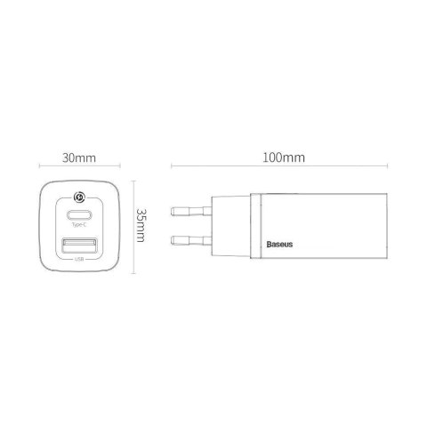 Baseus GaN2 Lite szybka ładowarka sieciowa 65W USB / USB Typ C Quick Charge 3.0 Power Delivery (azotek galu) biały (CCGAN2L-B02) Baseus GaN2 Lite szybka ładowarka sieciowa 65W USB / USB Typ C Quick Charge 3.0 Power Delivery (azotek galu) biały (CCGAN2L-B02)