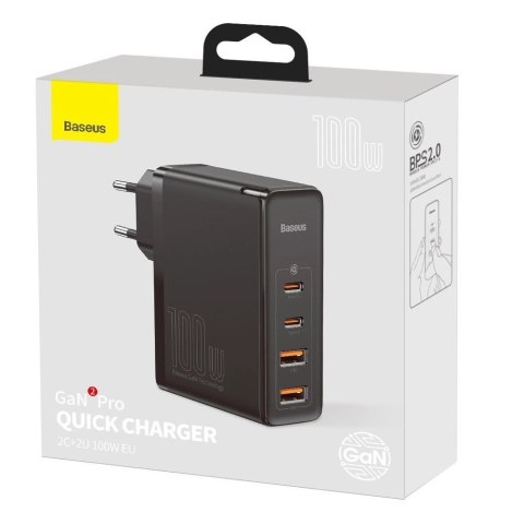 Baseus GaN2 Pro szybka ładowarka sieciowa 100W USB / USB Typ C Quick Charge 4+ Power Delivery czarny (CCGAN2P-L01) Baseus GaN2 Pro szybka ładowarka sieciowa 100W USB / USB Typ C Quick Charge 4+ Power Delivery czarny (CCGAN2P-L01)