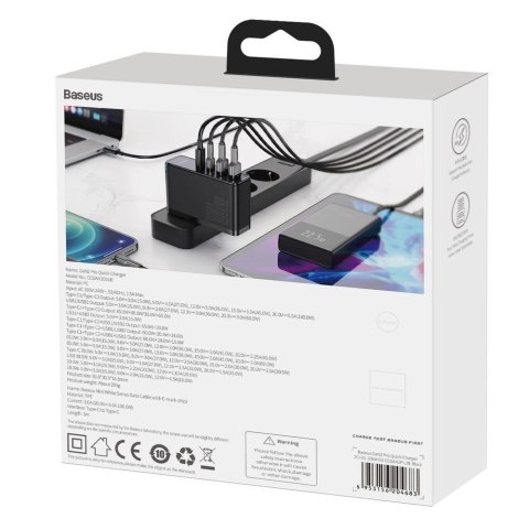 Baseus GaN2 Pro szybka ładowarka sieciowa 100W USB / USB Typ C Quick Charge 4+ Power Delivery czarny (CCGAN2P-L01) Baseus GaN2 Pro szybka ładowarka sieciowa 100W USB / USB Typ C Quick Charge 4+ Power Delivery czarny (CCGAN2P-L01)