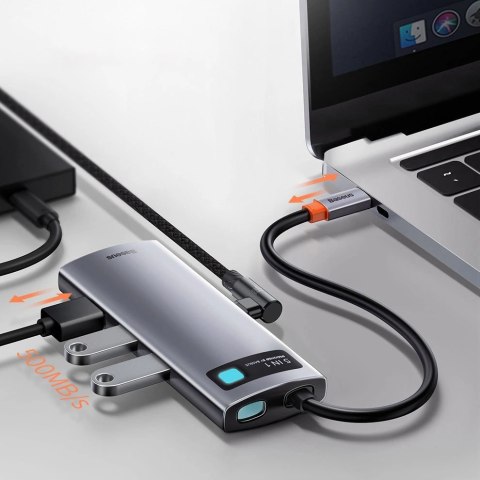Baseus Metal Gleam 5w1 wielofunkcyjny HUB USB Typ C - USB Typ C Power Delivery 100 W / HDMI 4K 30 Hz / 3x USB 3.2 Gen 1 Szary (C