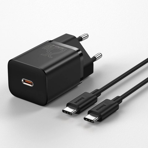 Baseus Super Si szybka ładowarka sieciowa Quick Charge 3.0 Power Delivery 25W 3A + Kabel USB Typ C - USB Typ C 3A 1m czarny (TZC Baseus Super Si szybka ładowarka sieciowa Quick Charge 3.0 Power Delivery 25W 3A + Kabel USB Typ C - USB Typ C 3A 1m czarny (TZC