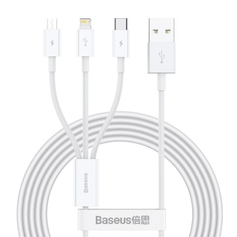 Baseus Superior 3w1 kabel USB - Lightning / USB Typ C / micro USB 3,5 A 1,5 m Biały (CAMLTYS-02) Baseus Superior 3w1 kabel USB - Lightning / USB Typ C / micro USB 3,5 A 1,5 m Biały (CAMLTYS-02)