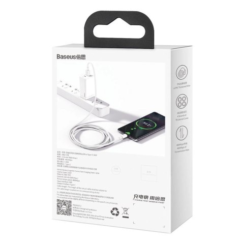 Baseus Superior kabel USB - USB Typ C 66 W 6A 1 m Biały (CATYS-02) Baseus Superior kabel USB - USB Typ C 66 W 6A 1 m Biały (CATYS-02)