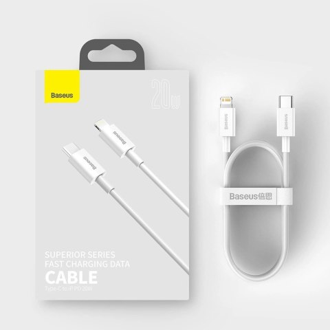 Kabel Baseus Superior Series USB-C / Lightning PD 20W 1 m - biały Kabel Baseus Superior Series USB-C / Lightning PD 20W 1 m - biały