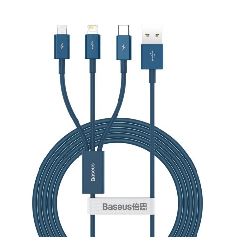 Baseus Superior 3w1 kabel USB - Lightning / USB Typ C / micro USB 3,5 A 1,5 m niebieski (CAMLTYS-03) Baseus Superior 3w1 kabel USB - Lightning / USB Typ C / micro USB 3,5 A 1,5 m niebieski (CAMLTYS-03)