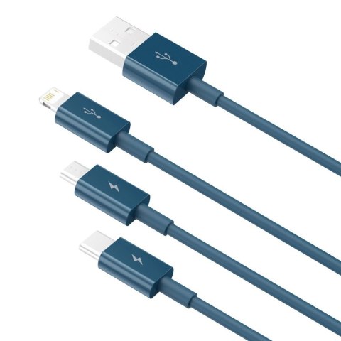 Baseus Superior 3w1 kabel USB - Lightning / USB Typ C / micro USB 3,5 A 1,5 m niebieski (CAMLTYS-03) Baseus Superior 3w1 kabel USB - Lightning / USB Typ C / micro USB 3,5 A 1,5 m niebieski (CAMLTYS-03)