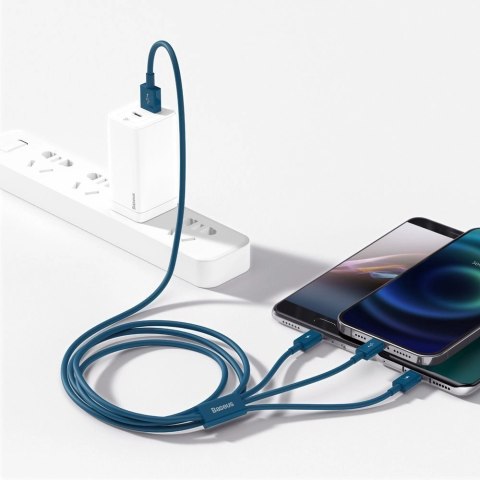 Baseus Superior 3w1 kabel USB - Lightning / USB Typ C / micro USB 3,5 A 1,5 m niebieski (CAMLTYS-03) Baseus Superior 3w1 kabel USB - Lightning / USB Typ C / micro USB 3,5 A 1,5 m niebieski (CAMLTYS-03)