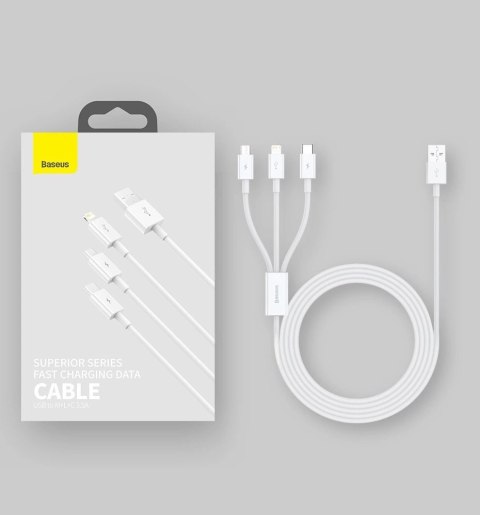Baseus Superior 3w1 kabel USB - Lightning / USB Typ C / micro USB 3,5 A 1,5 m niebieski (CAMLTYS-03) Baseus Superior 3w1 kabel USB - Lightning / USB Typ C / micro USB 3,5 A 1,5 m niebieski (CAMLTYS-03)