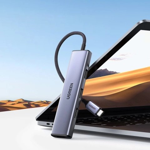 Ugreen rozdzielacz HUB USB Typ C - 4x USB 3.2 Gen 1 srebrny (CM473 20841) Ugreen rozdzielacz HUB USB Typ C - 4x USB 3.2 Gen 1 srebrny (CM473 20841)