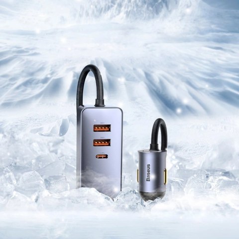 Baseus Share Together ładowarka samochodowa 3x USB / USB Typ C 120W PPS Quick Charge Power Delivery szary (CCBT-B0G) Baseus Share Together ładowarka samochodowa 3x USB / USB Typ C 120W PPS Quick Charge Power Delivery szary (CCBT-B0G)