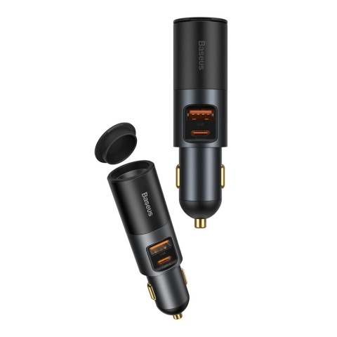 Baseus Share Together ładowarka samochodowa USB / USB Typ C / gniazdo zapalniczki 120W Quick Charge Power Delivery szary (CCBT-C Baseus Share Together ładowarka samochodowa USB / USB Typ C / gniazdo zapalniczki 120W Quick Charge Power Delivery szary (CCBT-C