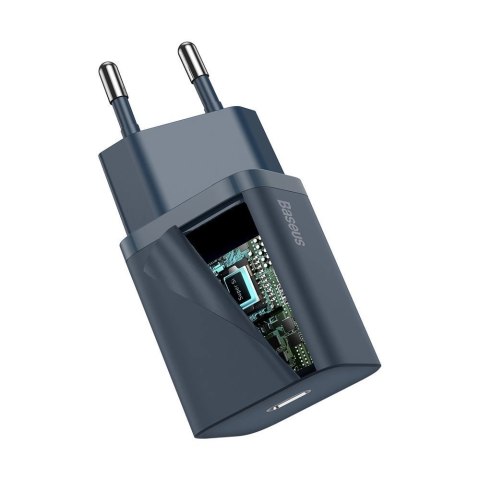 Baseus Super Si 1C szybka ładowarka USB Typ C 20W Power Delivery + kabel USB Typ C - Lightning 1m niebieski (TZCCSUP-B03) Baseus Super Si 1C szybka ładowarka USB Typ C 20W Power Delivery + kabel USB Typ C - Lightning 1m niebieski (TZCCSUP-B03)