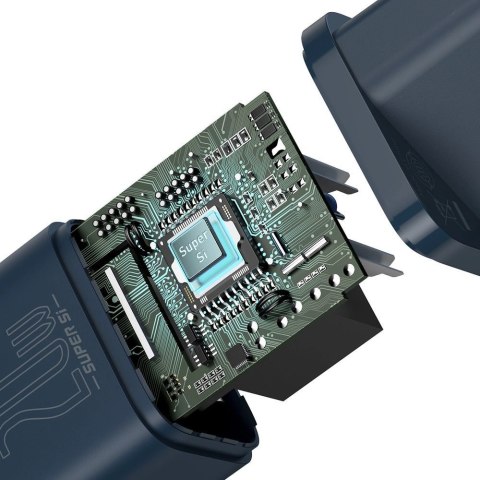 Baseus Super Si 1C szybka ładowarka USB Typ C 20W Power Delivery + kabel USB Typ C - Lightning 1m niebieski (TZCCSUP-B03) Baseus Super Si 1C szybka ładowarka USB Typ C 20W Power Delivery + kabel USB Typ C - Lightning 1m niebieski (TZCCSUP-B03)