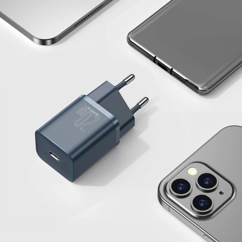 Baseus Super Si 1C szybka ładowarka USB Typ C 20W Power Delivery + kabel USB Typ C - Lightning 1m niebieski (TZCCSUP-B03) Baseus Super Si 1C szybka ładowarka USB Typ C 20W Power Delivery + kabel USB Typ C - Lightning 1m niebieski (TZCCSUP-B03)