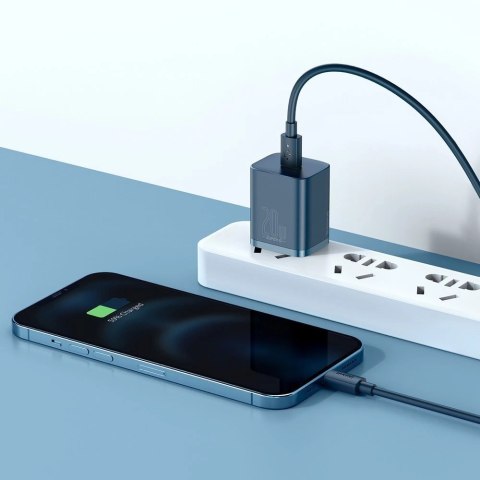 Baseus Super Si 1C szybka ładowarka USB Typ C 20W Power Delivery + kabel USB Typ C - Lightning 1m niebieski (TZCCSUP-B03) Baseus Super Si 1C szybka ładowarka USB Typ C 20W Power Delivery + kabel USB Typ C - Lightning 1m niebieski (TZCCSUP-B03)
