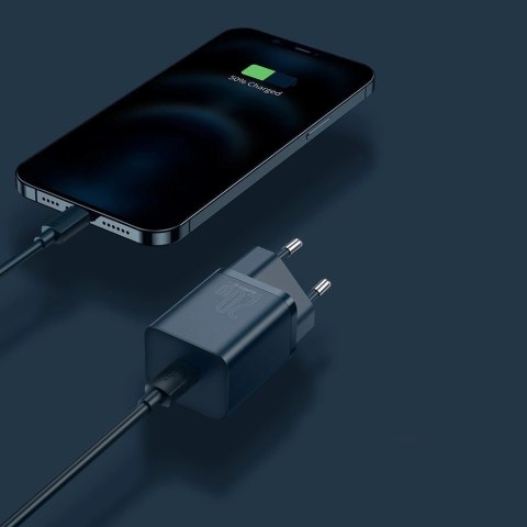 Baseus Super Si 1C szybka ładowarka USB Typ C 20W Power Delivery + kabel USB Typ C - Lightning 1m niebieski (TZCCSUP-B03) Baseus Super Si 1C szybka ładowarka USB Typ C 20W Power Delivery + kabel USB Typ C - Lightning 1m niebieski (TZCCSUP-B03)