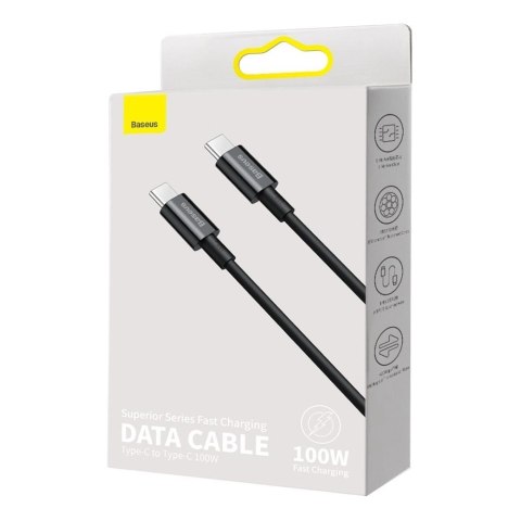 Kabel Baseus CATYS-B01 USB-C - USB-C PD QC FCP 100W 5A 480Mb/s 1m - czarny Kabel Baseus CATYS-B01 USB-C - USB-C PD QC FCP 100W 5A 480Mb/s 1m - czarny