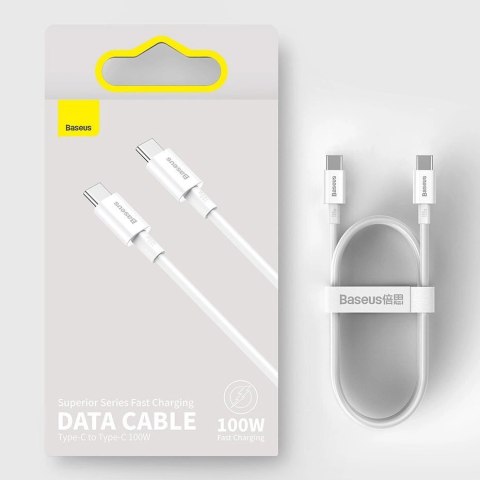Kabel Baseus CATYS-C02 USB-C - USB-C PD QC FCP 100W 5A 2m - biały Kabel Baseus CATYS-C02 USB-C - USB-C PD QC FCP 100W 5A 2m - biały