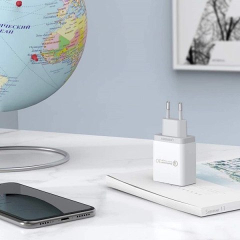 Ugreen CD122 szybka ładowarka sieciowa Quick Charge 3.0 18W 3A USB biały (10133) Ugreen CD122 szybka ładowarka sieciowa Quick Charge 3.0 18W 3A USB biały (10133)