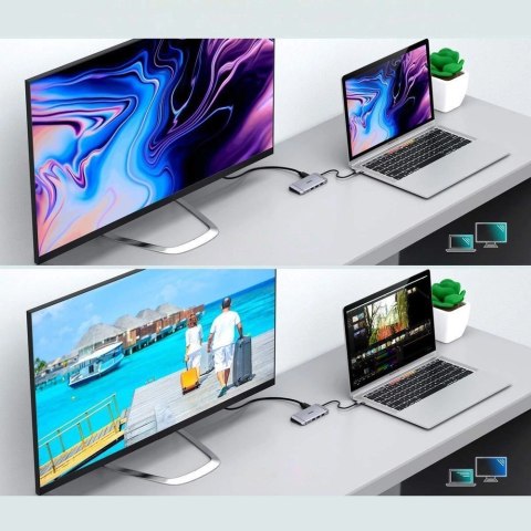 Choetech 9w1 wielofunkcyjny HUB USB Typ C - 3x USB 3.2 Gen 1 / czytnik kart SD i TF / HDMI 4K 30Hz / VGA Full HD 60Hz / USB Typ Choetech 9w1 wielofunkcyjny HUB USB Typ C - 3x USB 3.2 Gen 1 / czytnik kart SD i TF / HDMI 4K 30Hz / VGA Full HD 60Hz / USB Typ