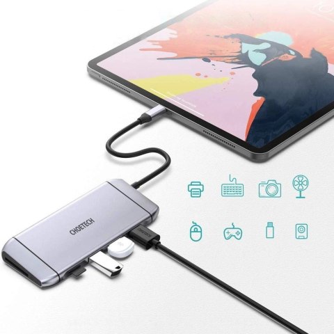 Choetech 9w1 wielofunkcyjny HUB USB Typ C - 3x USB 3.2 Gen 1 / czytnik kart SD i TF / HDMI 4K 30Hz / VGA Full HD 60Hz / USB Typ Choetech 9w1 wielofunkcyjny HUB USB Typ C - 3x USB 3.2 Gen 1 / czytnik kart SD i TF / HDMI 4K 30Hz / VGA Full HD 60Hz / USB Typ