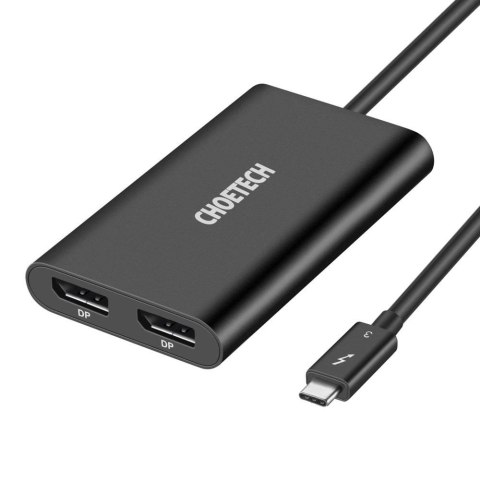 Choetech adapter przejściówka rozdzielacz USB Typ C Thunderbolt 3 (40Gbps) - 2x DisplayPort 4K 60Hz czarny (HUB-D03) Choetech adapter przejściówka rozdzielacz USB Typ C Thunderbolt 3 (40Gbps) - 2x DisplayPort 4K 60Hz czarny (HUB-D03)