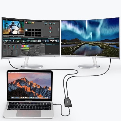 Choetech adapter przejściówka rozdzielacz USB Typ C Thunderbolt 3 (40Gbps) - 2x DisplayPort 4K 60Hz czarny (HUB-D03) Choetech adapter przejściówka rozdzielacz USB Typ C Thunderbolt 3 (40Gbps) - 2x DisplayPort 4K 60Hz czarny (HUB-D03)