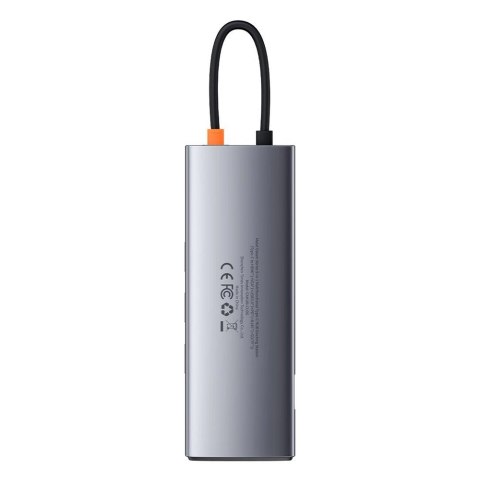 HUB Baseus Metal Gleam 9w1 USB-C - 3x USB 3.2 Gen 1 / USB-C PD 100W / VGA / HDMI / czytnik kart TF, SD / RJ45 - szary (CAHUB-CU0