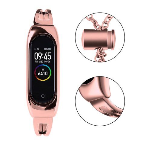 Metalowa bransoleta do Xiaomi Mi Band 3 / 4 / 5 / 6 opaska pasek - różowa