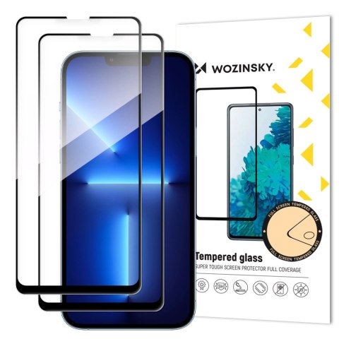 Wozinsky zestaw 2x super wytrzymałe szkło hartowane Full Glue na cały ekran z ramką Case Friendly iPhone 16e, iPhone 14, iPhone 