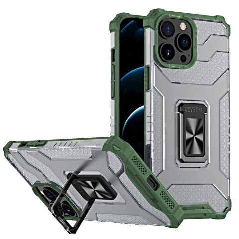 Crystal Ring Case pancerne hybrydowe etui pokrowiec + magnetyczny uchwyt iPhone 13 Pro Max zielony Crystal Ring Case pancerne hybrydowe etui pokrowiec + magnetyczny uchwyt iPhone 13 Pro Max zielony