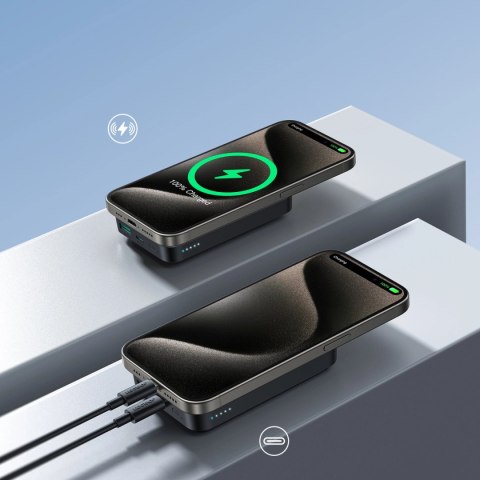 Powerbank Joyroom JR-W020 20W 10000mAh MagSafe + kabel USB-C - USB-C 0.25m - czarny Powerbank Joyroom JR-W020 20W 10000mAh MagSafe + kabel USB-C - USB-C 0.25m - czarny