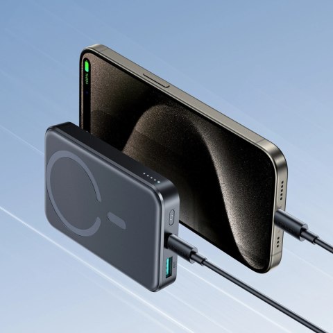 Powerbank Joyroom JR-W020 20W 10000mAh MagSafe + kabel USB-C - USB-C 0.25m - czarny Powerbank Joyroom JR-W020 20W 10000mAh MagSafe + kabel USB-C - USB-C 0.25m - czarny