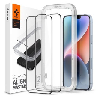Szkło hartowane Spigen ALM Glass FC na iPhone 13 / 13 Pro / 14 / 16e - czarne 2 szt.